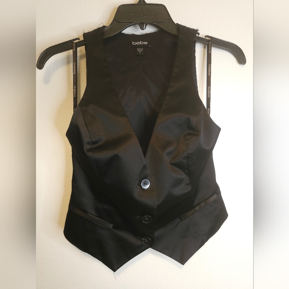 Bebe Black Lece Back Vest